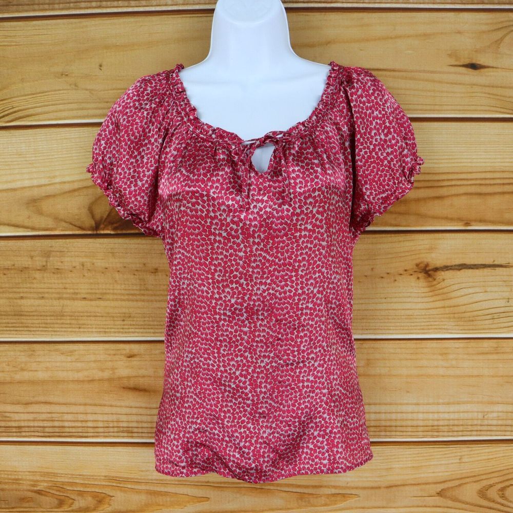 Chanteuse Satin Pajama Set Womens Size S Pink Floral 100% Polyester‎ Pull On
